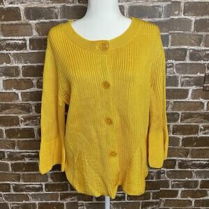 JONES NEW YORK Womens Gold Yellow Heavy Cardigan Sweater Ribbed XL